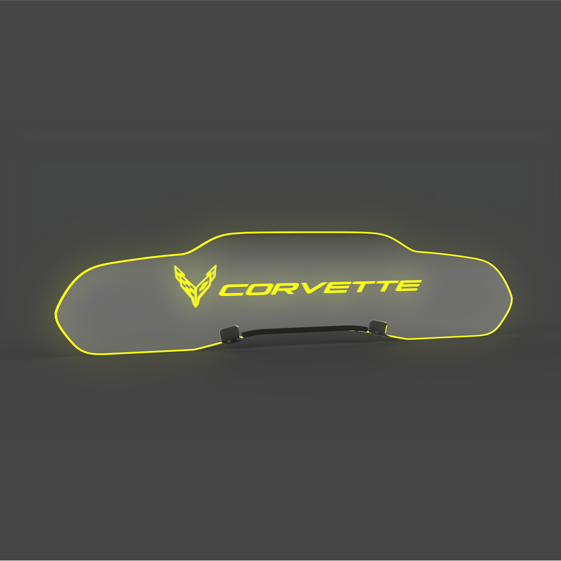 EOS WindRestrictor® C8 Coupe Rear Add On Glow - Flags + Corvette Text, Yellow